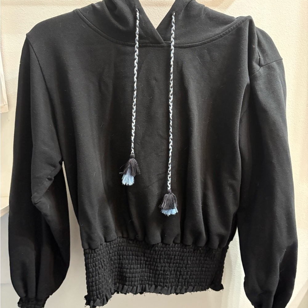 Sundays Black Hoodie with Drawstring Detail and Elastic Waist